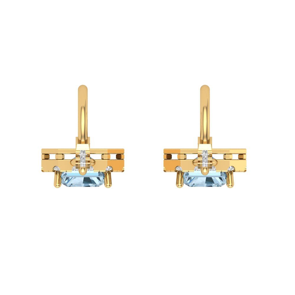 5.8072cttw Aquamarine Gold-Plated 925 Silver Lever Back Drop Dangle Earrings