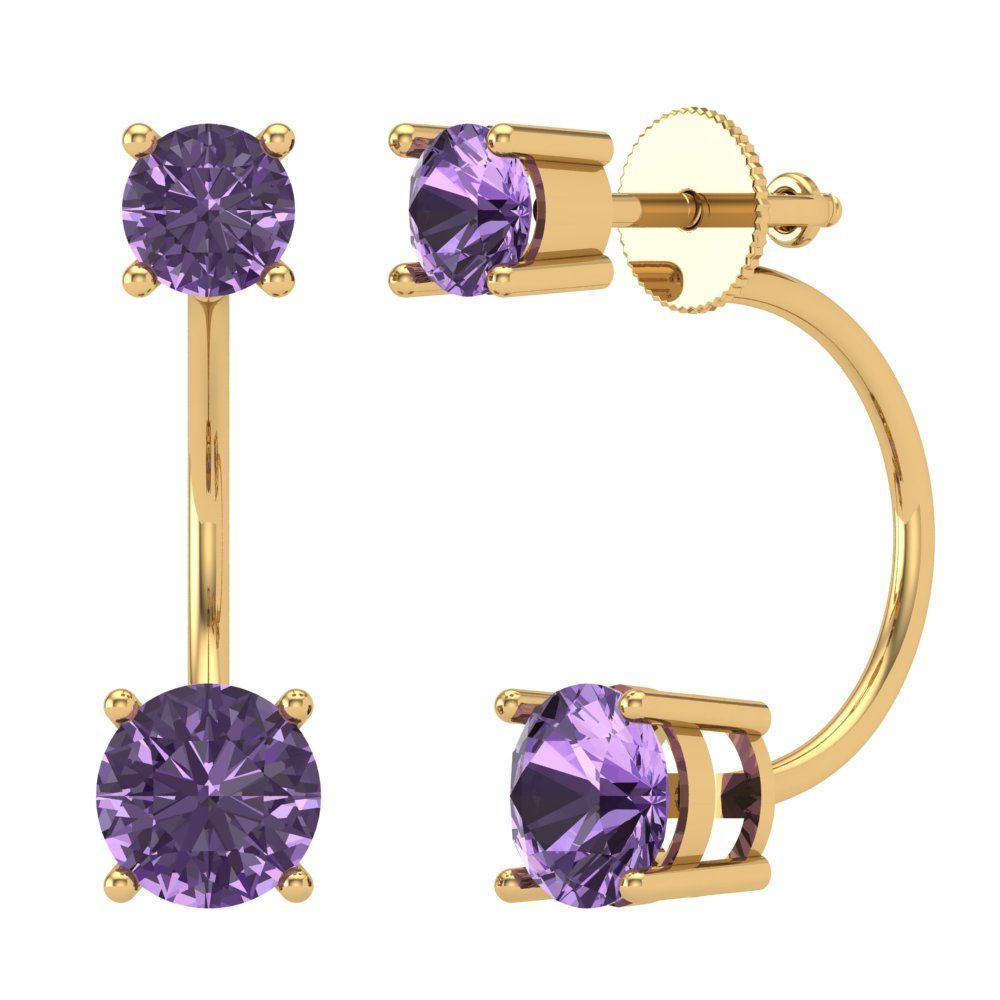 3cttw Alexandrite Gold-Plated 925 Silver Screw Back Stud Earrings