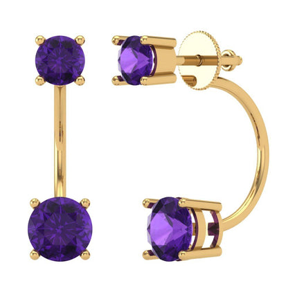 3cttw Amethyst Gold-Plated 925 Silver Screw Back Stud Earrings