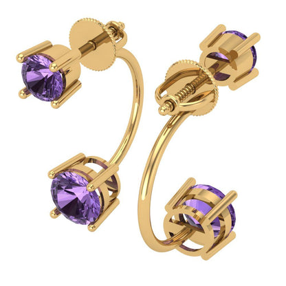 3cttw Alexandrite Gold-Plated 925 Silver Screw Back Stud Earrings
