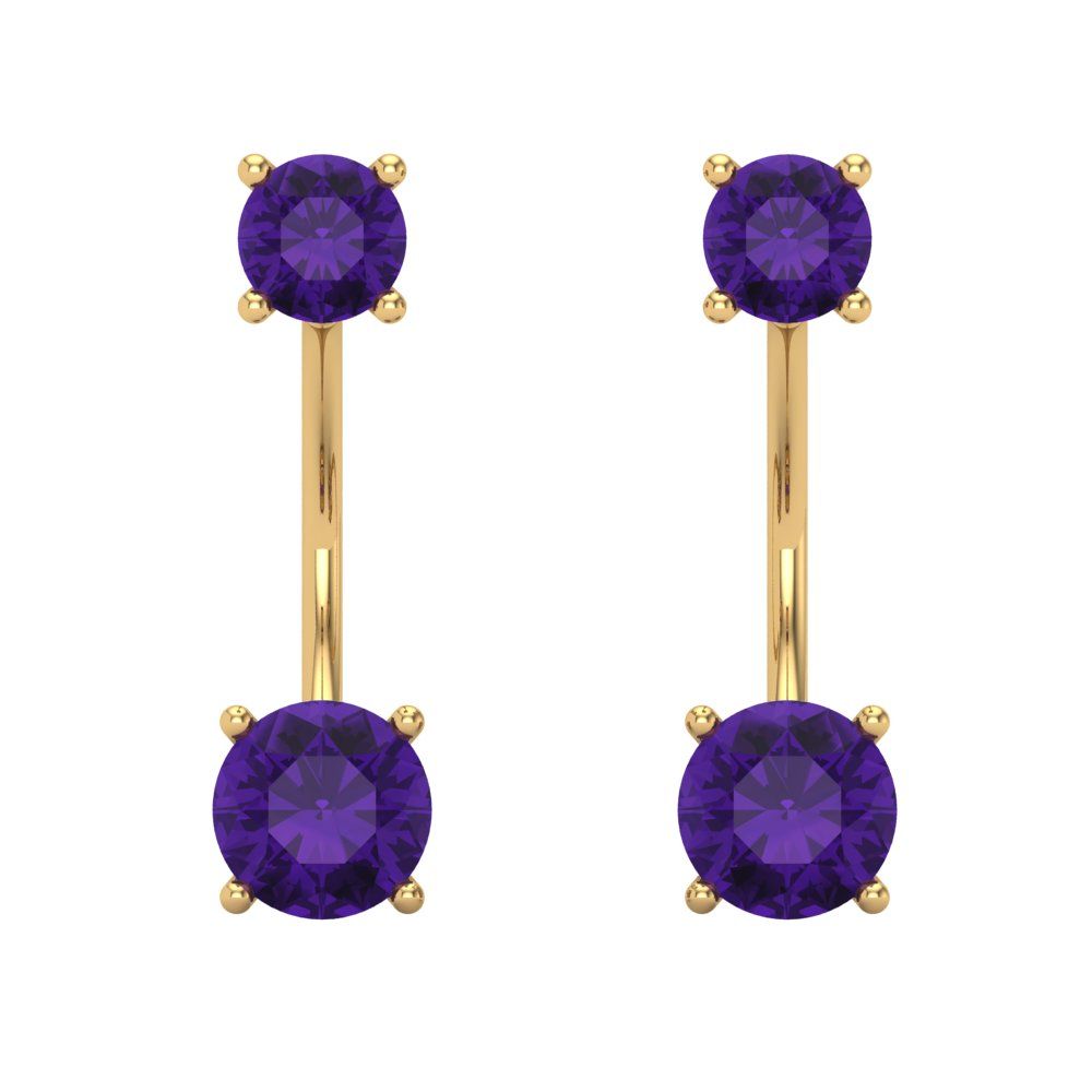 3cttw Amethyst Gold-Plated 925 Silver Screw Back Stud Earrings