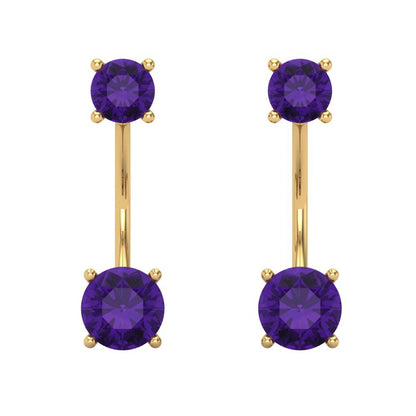 3cttw Amethyst Gold-Plated 925 Silver Screw Back Stud Earrings