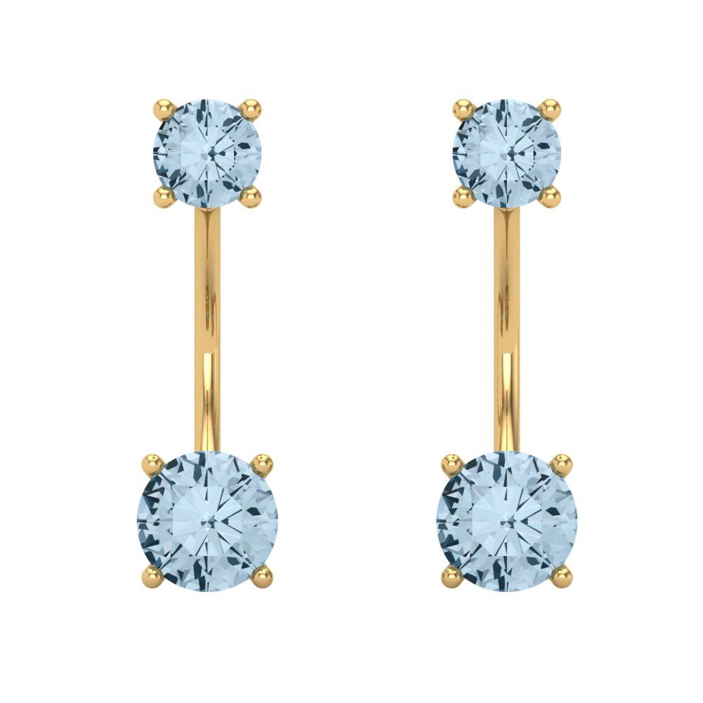 3cttw Aquamarine Gold-Plated 925 Silver Screw Back Stud Earrings