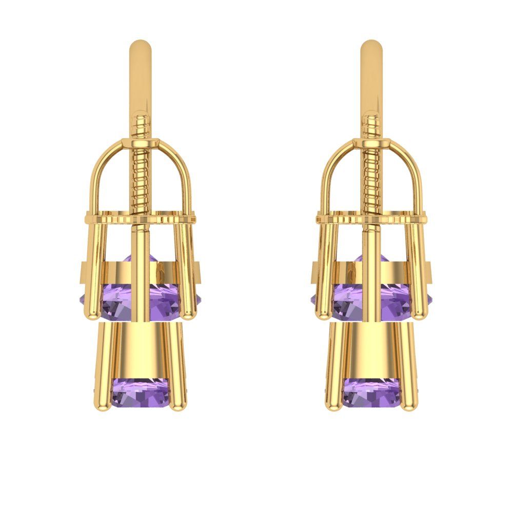 3cttw Alexandrite Gold-Plated 925 Silver Screw Back Stud Earrings