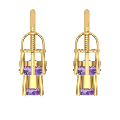 3cttw Alexandrite Gold-Plated 925 Silver Screw Back Stud Earrings