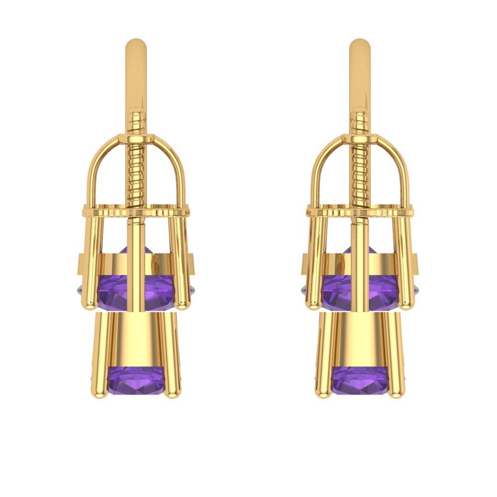 3cttw Amethyst Gold-Plated 925 Silver Screw Back Stud Earrings