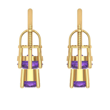 3cttw Amethyst Gold-Plated 925 Silver Screw Back Stud Earrings