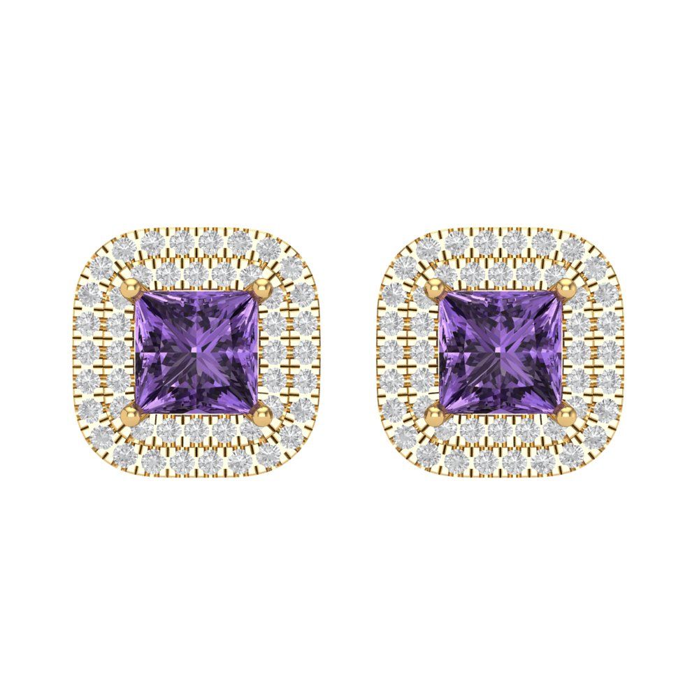 1.96cttw Alexandrite Gold-Plated 925 Silver Screw Back Stud Earrings