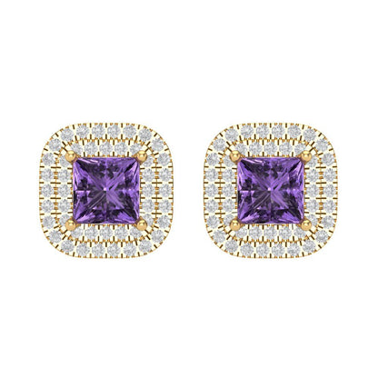 1.96cttw Alexandrite Gold-Plated 925 Silver Screw Back Stud Earrings