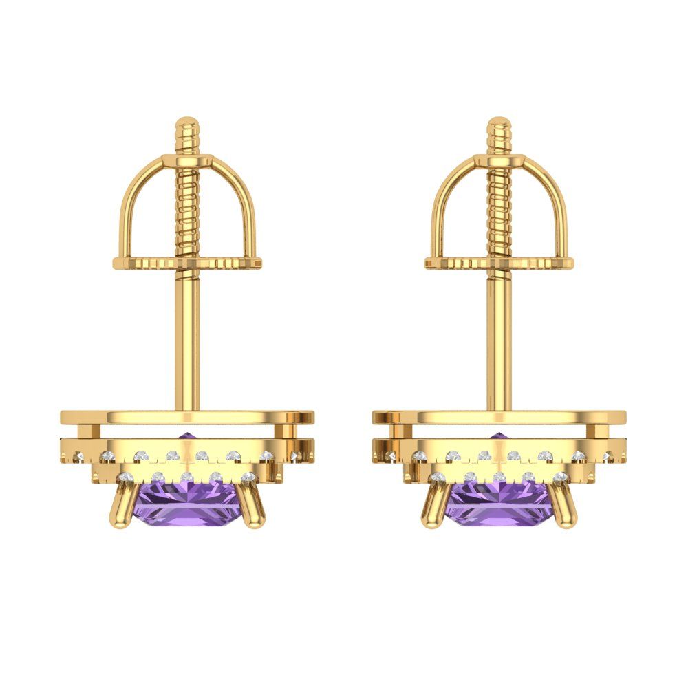 1.96cttw Alexandrite Gold-Plated 925 Silver Screw Back Stud Earrings