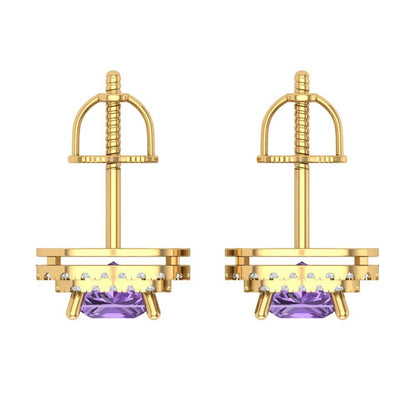 1.96cttw Alexandrite Gold-Plated 925 Silver Screw Back Stud Earrings