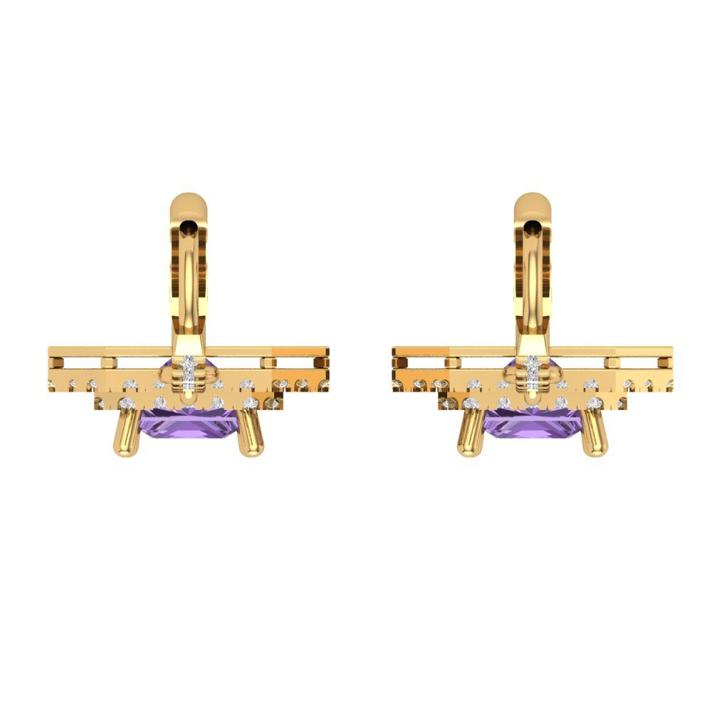 2.8174cttw Alexandrite Gold-Plated 925 Silver Lever Back Drop Dangle Earrings