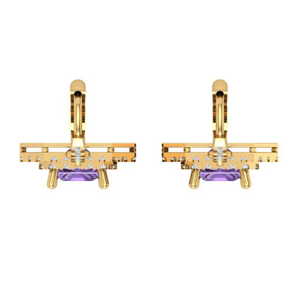 2.8174cttw Alexandrite Gold-Plated 925 Silver Lever Back Drop Dangle Earrings