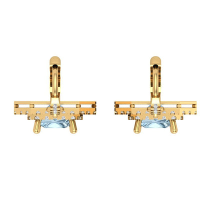 2.8174cttw Aquamarine Gold-Plated 925 Silver Lever Back Drop Dangle Earrings