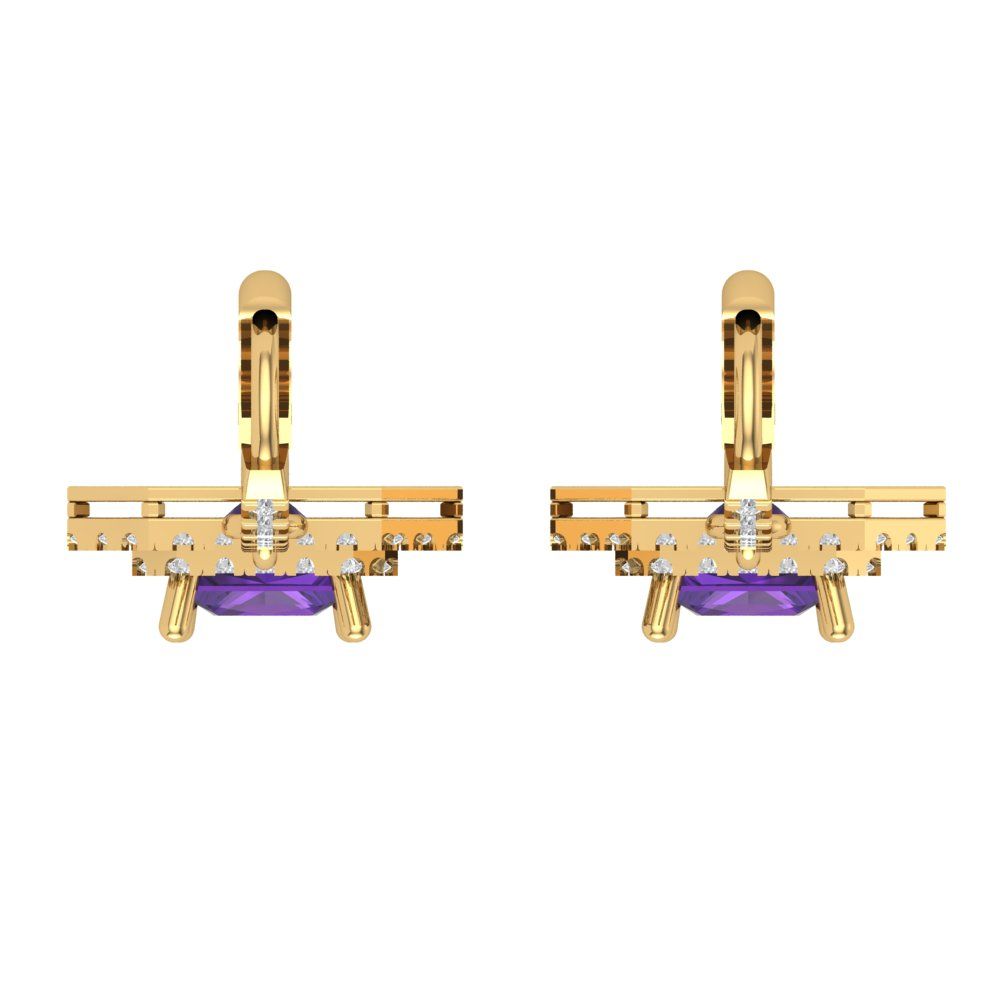 2.8174cttw Amethyst Gold-Plated 925 Silver Lever Back Drop Dangle Earrings