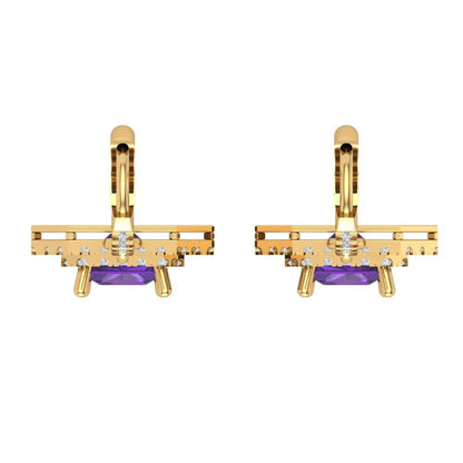2.8174cttw Amethyst Gold-Plated 925 Silver Lever Back Drop Dangle Earrings
