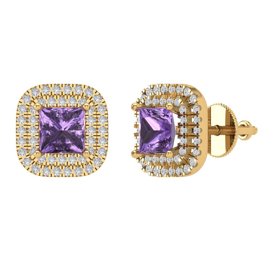 1.73cttw Alexandrite Gold-Plated 925 Silver Screw Back Stud Earrings