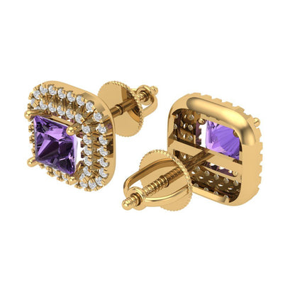 1.73cttw Alexandrite Gold-Plated 925 Silver Screw Back Stud Earrings