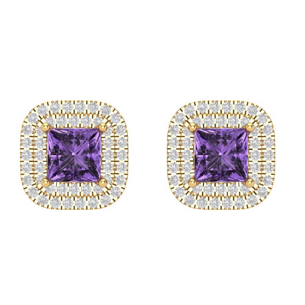 1.73cttw Alexandrite Gold-Plated 925 Silver Screw Back Stud Earrings