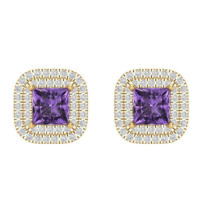 1.73cttw Alexandrite Gold-Plated 925 Silver Screw Back Stud Earrings