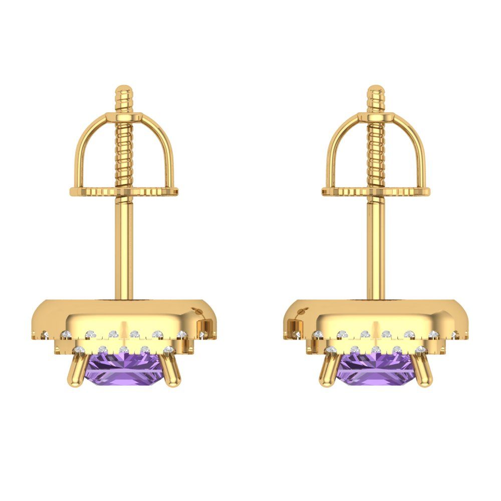 1.73cttw Alexandrite Gold-Plated 925 Silver Screw Back Stud Earrings