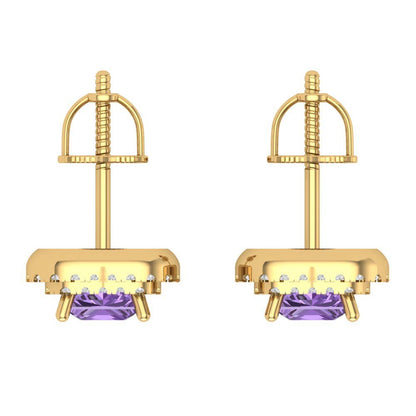 1.73cttw Alexandrite Gold-Plated 925 Silver Screw Back Stud Earrings
