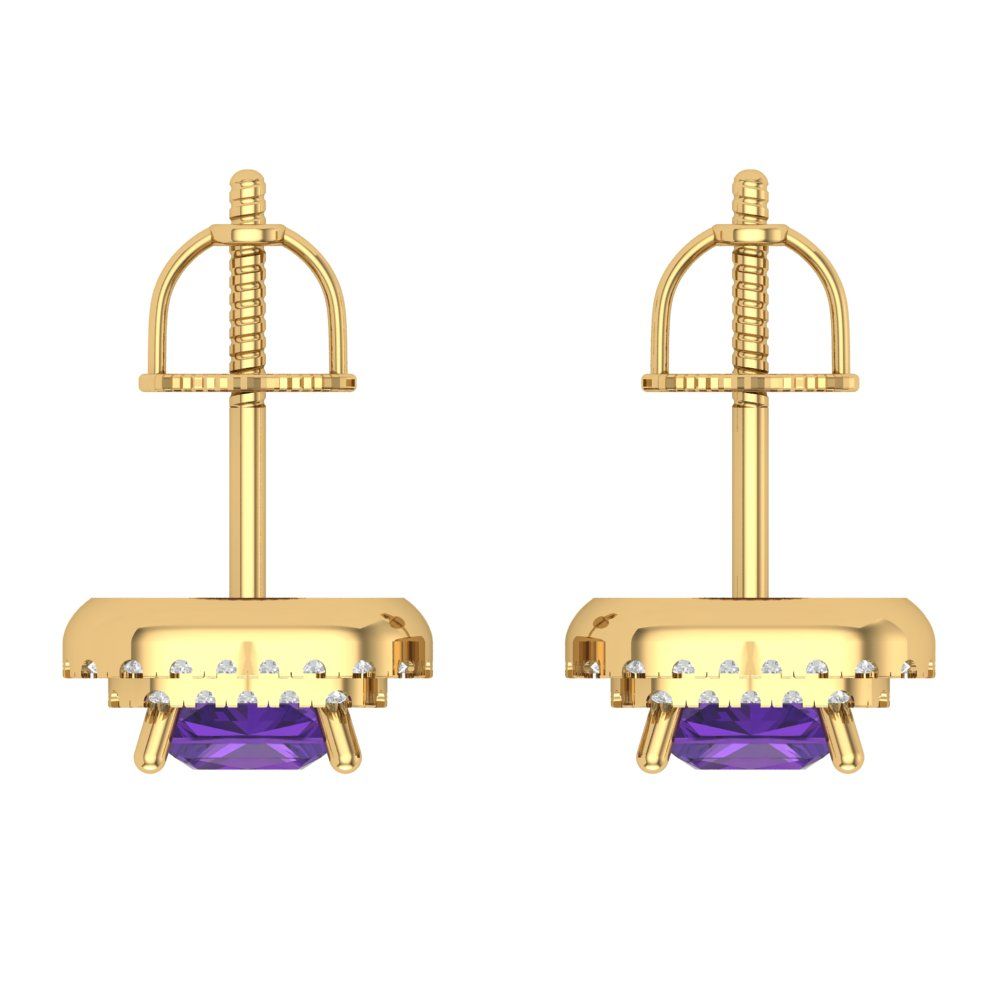 1.73cttw Amethyst Gold-Plated 925 Silver Screw Back Stud Earrings