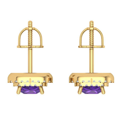 1.73cttw Amethyst Gold-Plated 925 Silver Screw Back Stud Earrings