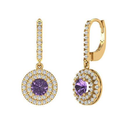 1.63cttw Alexandrite Gold-Plated 925 Silver Lever Back Drop Dangle Earrings