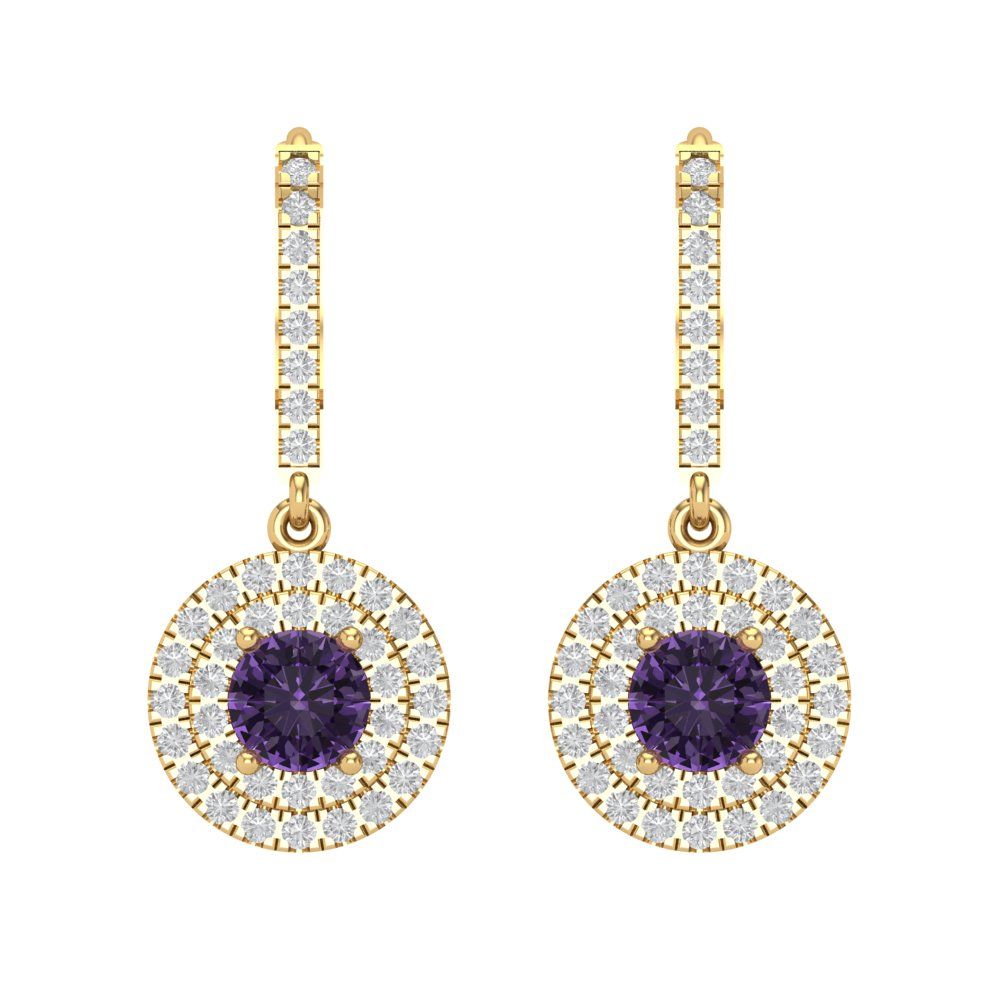 1.63cttw Alexandrite Gold-Plated 925 Silver Lever Back Drop Dangle Earrings