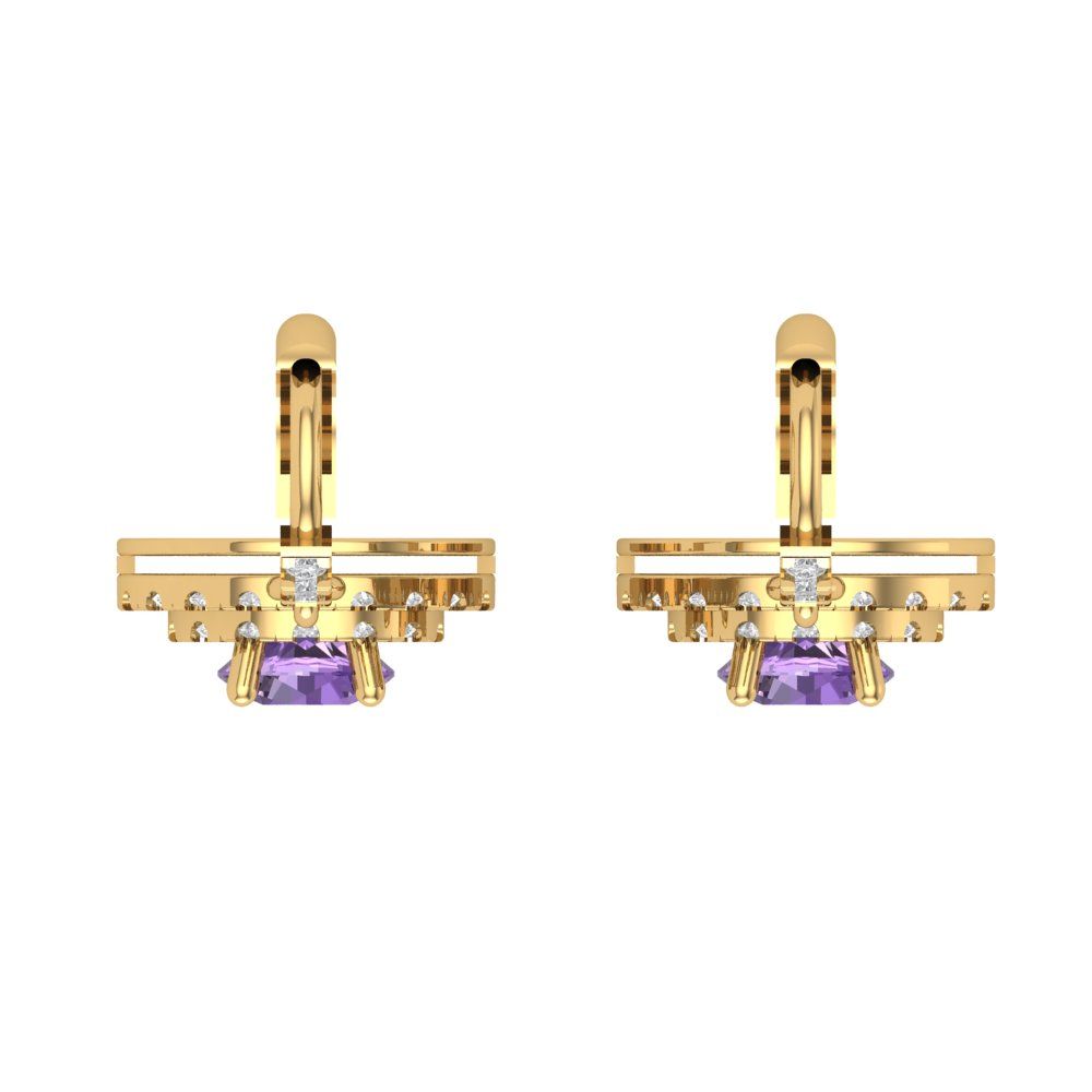 1.63cttw Alexandrite Gold-Plated 925 Silver Lever Back Drop Dangle Earrings