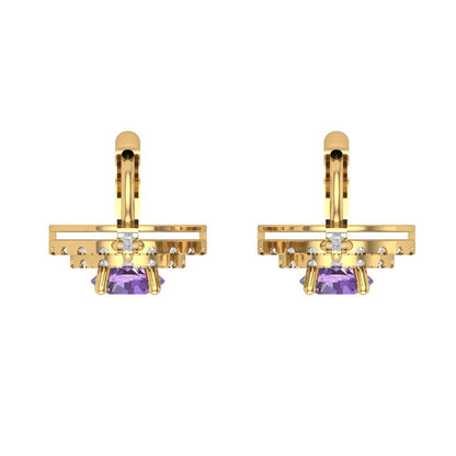 1.63cttw Alexandrite Gold-Plated 925 Silver Lever Back Drop Dangle Earrings