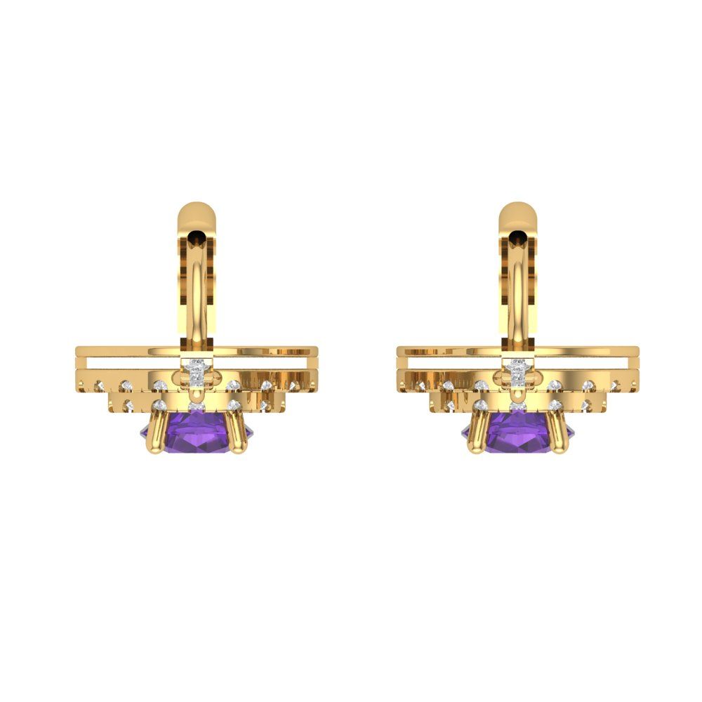 1.63cttw Amethyst Gold-Plated 925 Silver Lever Back Drop Dangle Earrings