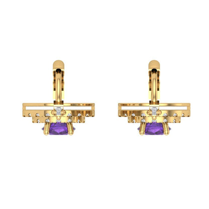 1.63cttw Amethyst Gold-Plated 925 Silver Lever Back Drop Dangle Earrings