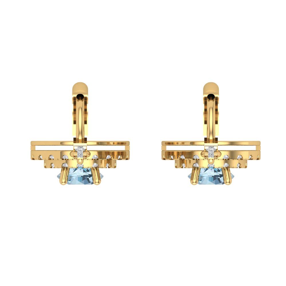 1.63cttw Aquamarine Gold-Plated 925 Silver Lever Back Drop Dangle Earrings