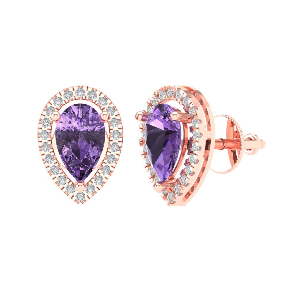 2.72cttw Alexandrite Gold-Plated 925 Silver Screw Back Stud Earrings