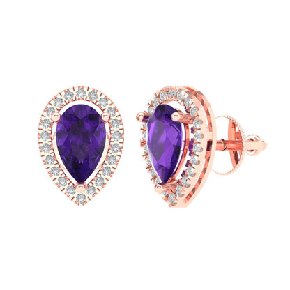 2.72cttw Amethyst Gold-Plated 925 Silver Screw Back Stud Earrings