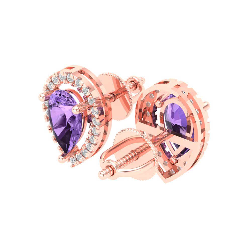 2.72cttw Alexandrite Gold-Plated 925 Silver Screw Back Stud Earrings