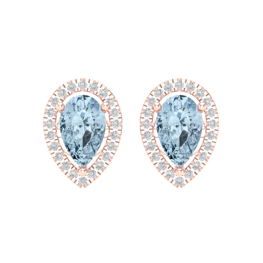 2.72cttw Aquamarine Gold-Plated 925 Silver Screw Back Stud Earrings