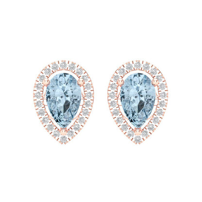 2.72cttw Aquamarine Gold-Plated 925 Silver Screw Back Stud Earrings
