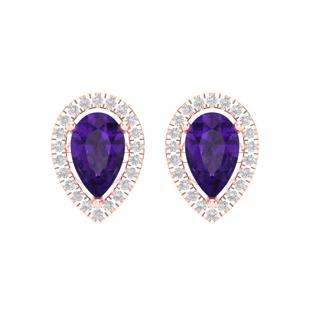 2.72cttw Amethyst Gold-Plated 925 Silver Screw Back Stud Earrings