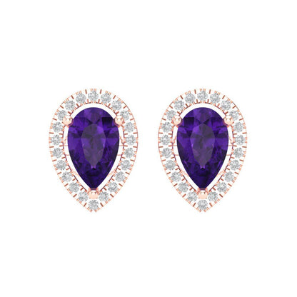2.72cttw Amethyst Gold-Plated 925 Silver Screw Back Stud Earrings
