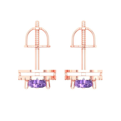 2.72cttw Alexandrite Gold-Plated 925 Silver Screw Back Stud Earrings