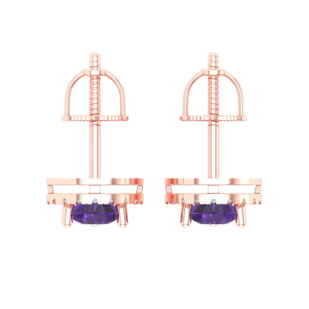 2.72cttw Amethyst Gold-Plated 925 Silver Screw Back Stud Earrings
