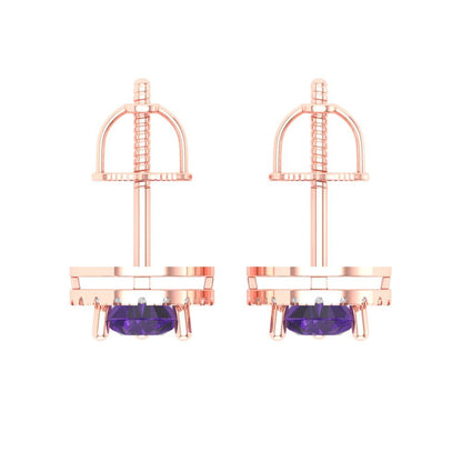 2.72cttw Amethyst Gold-Plated 925 Silver Screw Back Stud Earrings