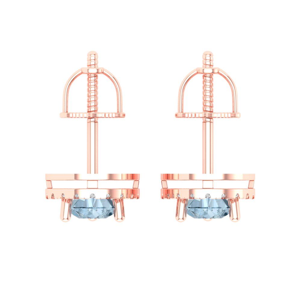 2.72cttw Aquamarine Gold-Plated 925 Silver Screw Back Stud Earrings