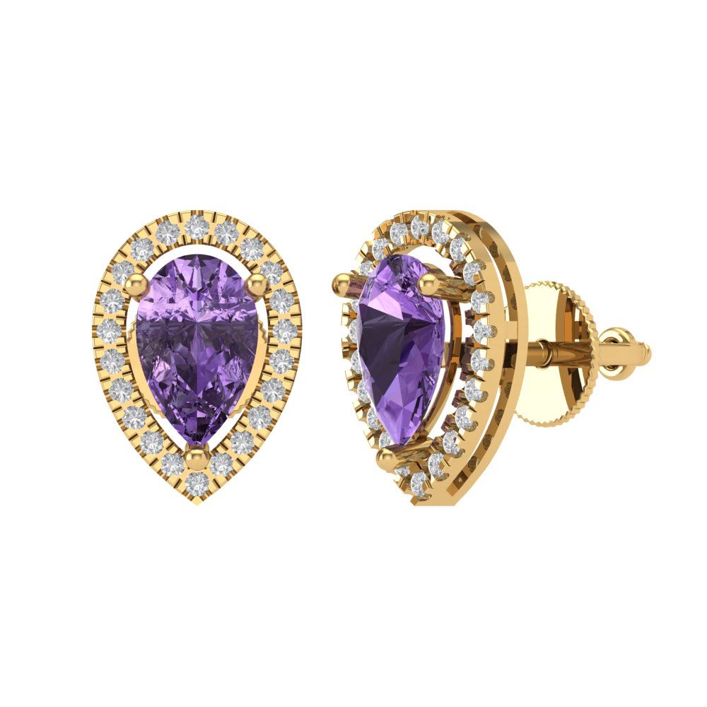 2.72cttw Alexandrite Gold-Plated 925 Silver Screw Back Stud Earrings
