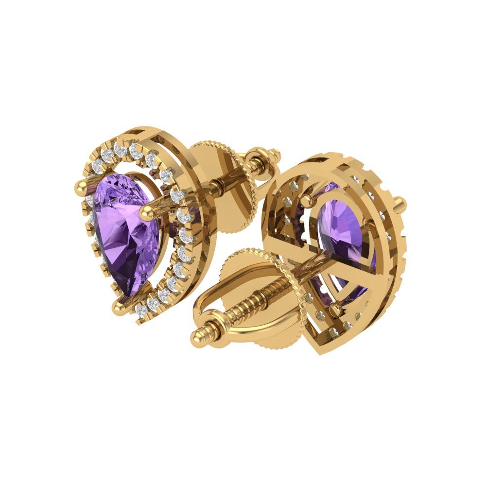 2.72cttw Alexandrite Gold-Plated 925 Silver Screw Back Stud Earrings
