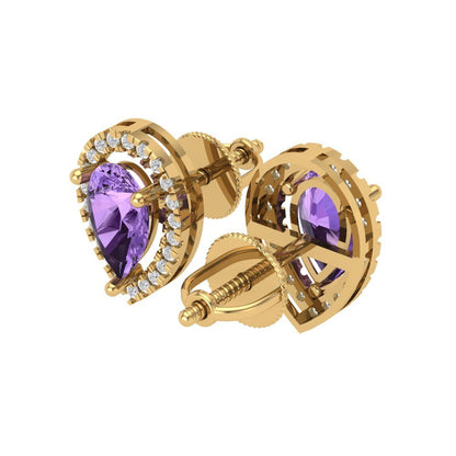 2.72cttw Alexandrite Gold-Plated 925 Silver Screw Back Stud Earrings