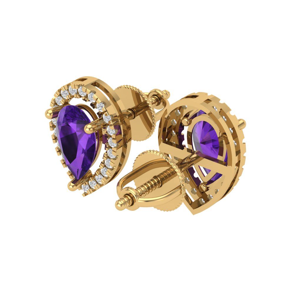 2.72cttw Amethyst Gold-Plated 925 Silver Screw Back Stud Earrings